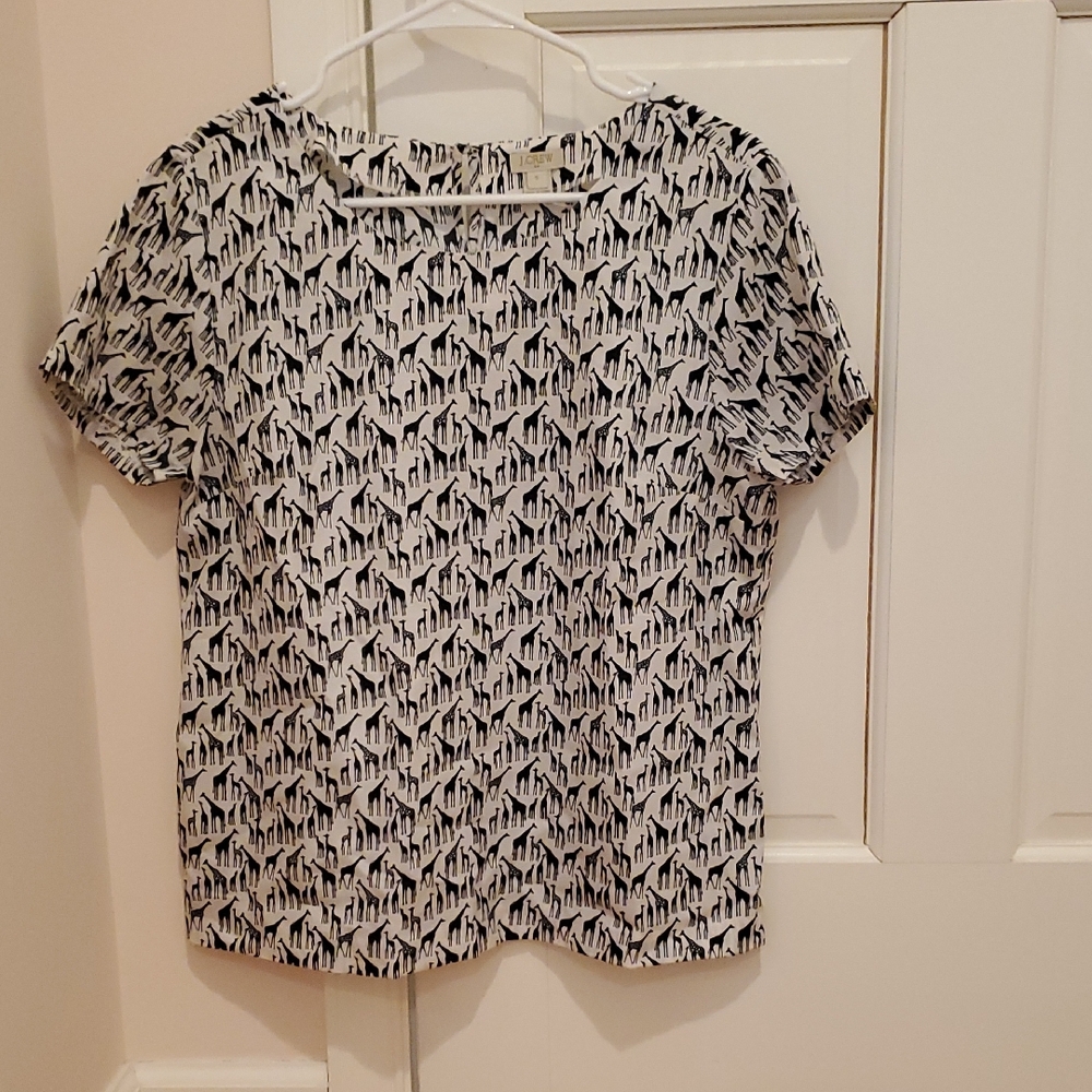 J. Crew Factory Monochrome Giraffe Print Blouse